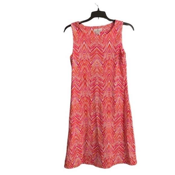 Jude Connally Women’s Beth Dress Pink and Orange Chevron Print Size XS - Picture 2 of 5